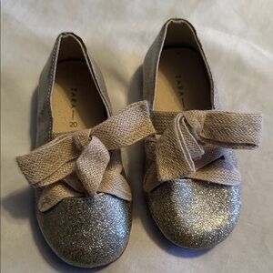 Zara Kids Glittery Silver Dress Shoes